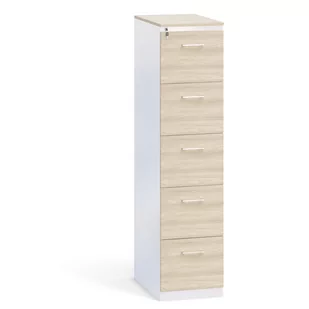 Kartoteka metalowa KOMBI z drewnianym frontem A4, 5 szuflad, szary/buk - Szafy biurowe - miniaturka - grafika 3