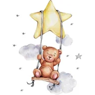 Zabawki interaktywne dla dzieci - Naklejki na ścianę SIPO Miś na huśtawce WS63034 - miniaturka - grafika 1