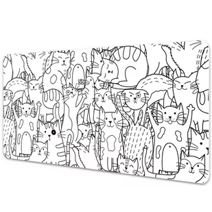 Mata ochronna na blat Koty w stylu Doodle 90x45 cm - Podkładki na biurko - miniaturka - grafika 1
