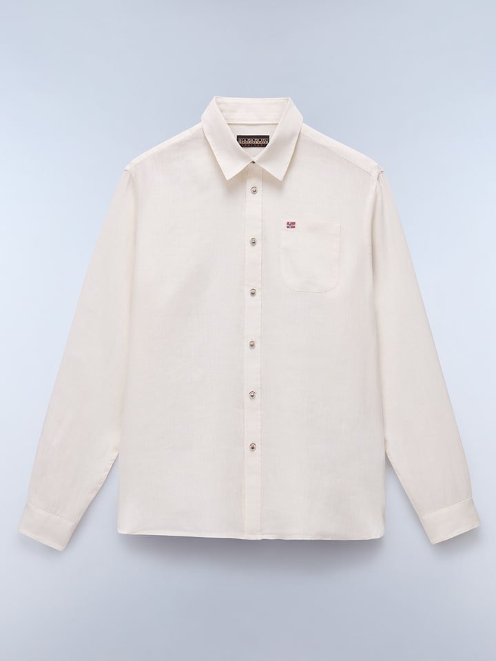 NAPAPIJRY Lniana koszula - Regular fit - w kolorze kremowym