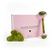 Pozostałe urządzenia kosmetyczne - Jadeitowy zestaw do masażu Gua Sha - płytka + wałek Acus Med - zielony - miniaturka - grafika 1