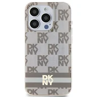 Etui i futerały do telefonów - Oryginalne Etui IPHONE 13 PRO DKNY Hardcase IML Checkered Mono Pattern & Printed Stripes MagSafe (DKHMP13LHCPTSE) beżowe - miniaturka - grafika 1