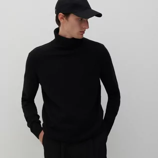 Swetry męskie - Reserved - Klasyczny golf z bawełną i wełną - Czarny - grafika 1