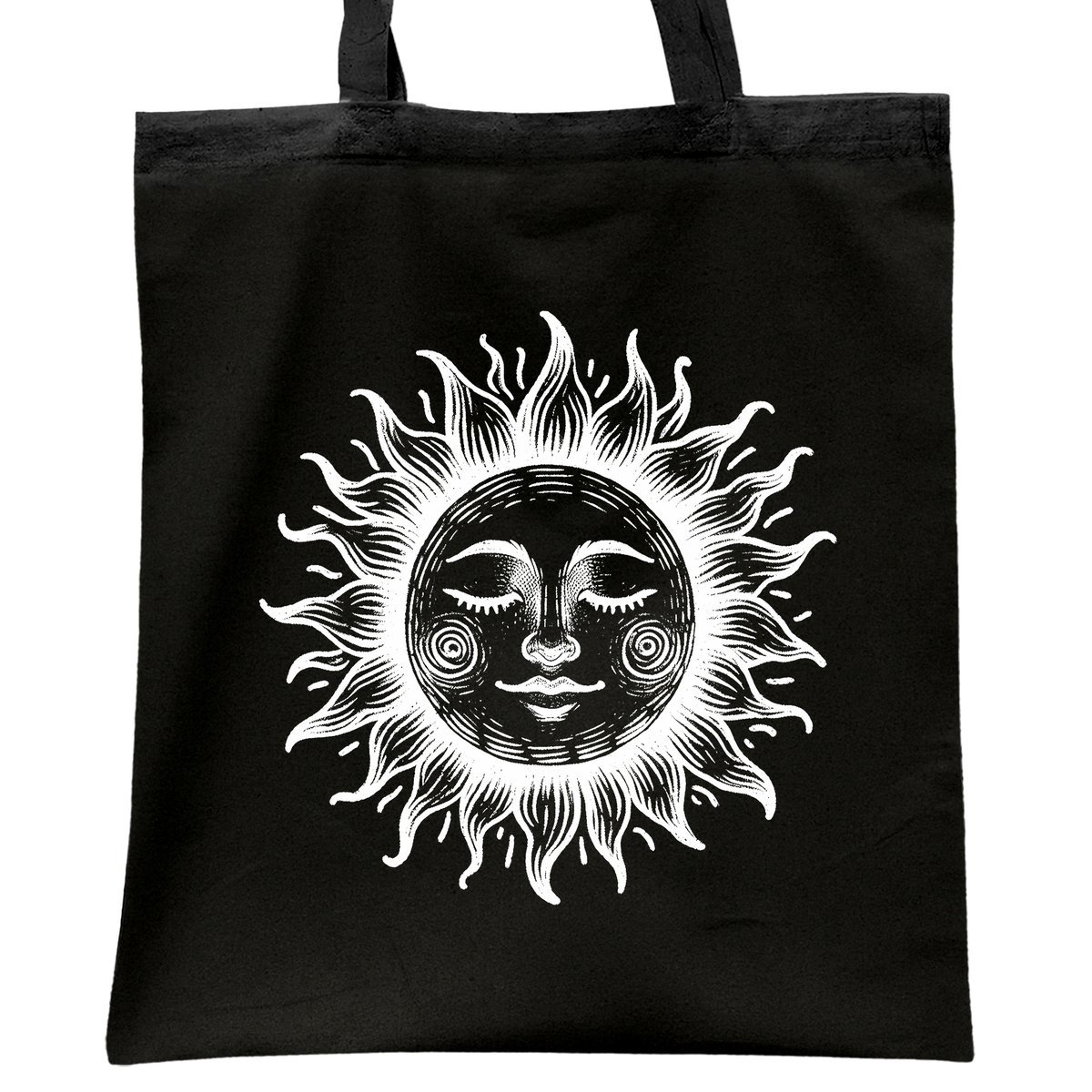 Torba bawełniana czarna na zakupy Słońce Z Motywem Słońca Minimalizm