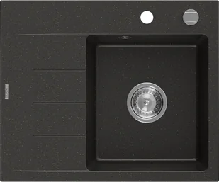 Mexen Ben zlewozmywak granitowy 1-komorowy z ociekaczem lewy 600 x 500 mm, czarny/złoty metalik, syfon chrom - 6522605000-75 - Zlewozmywaki - miniaturka - grafika 1
