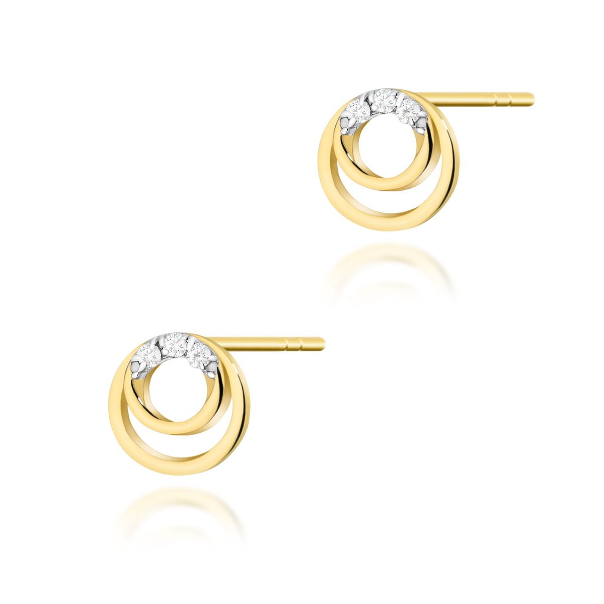 Złote kolczyki K0078 z diamentami żółte złoto pr. 585