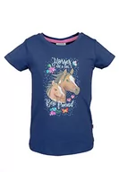 Koszulki dla dziewczynek - SALT AND PEPPER koszulka dziewczęca z motywem pferdu, granatowa, 92/98 - miniaturka - grafika 1