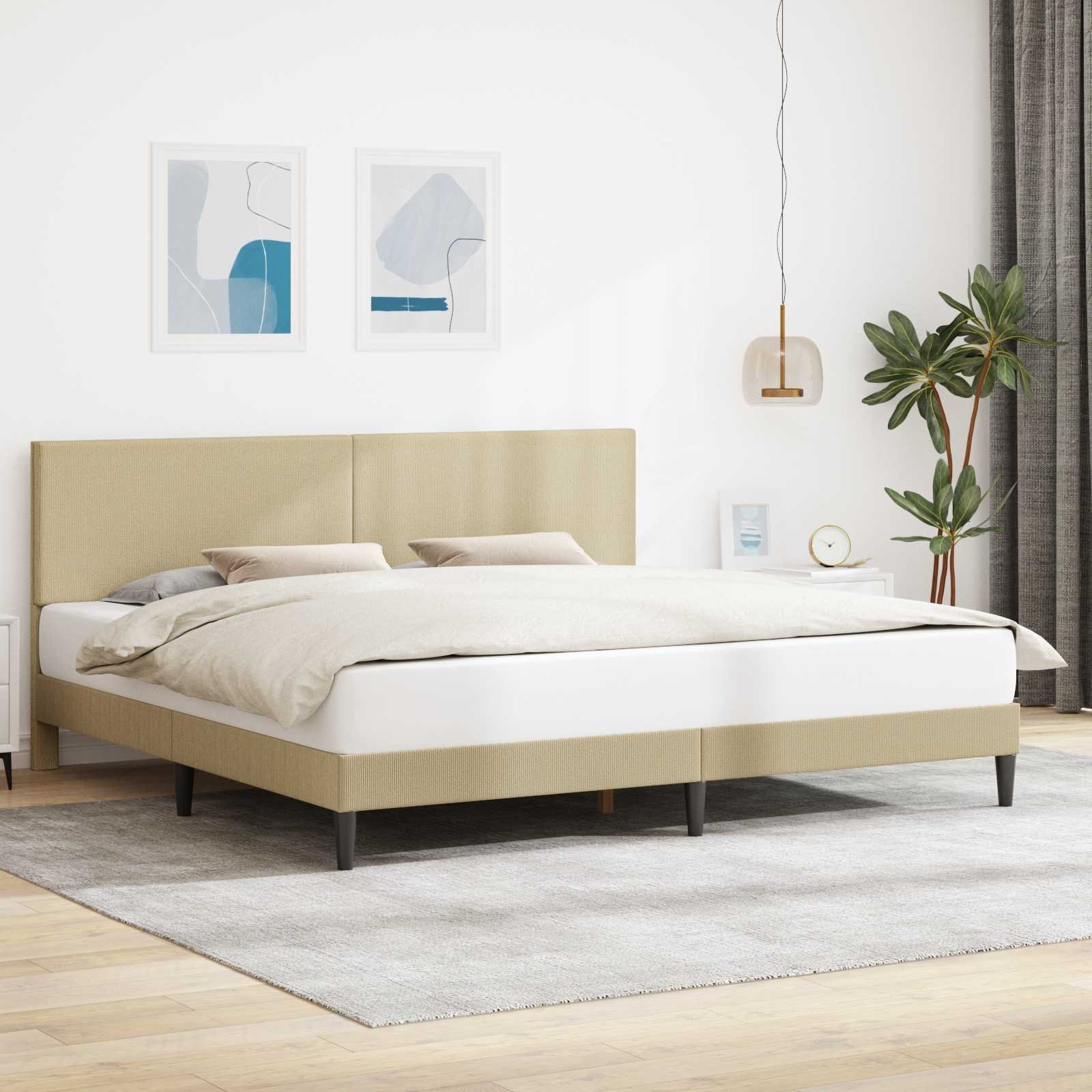 vidaXL vidaXL Ramka łóżka Jasnozielony szary 200 x 200 cm Tkanina sztruksowa