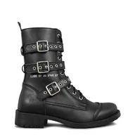 Botki damskie - trzewiki damskie ALTERCORE czarne 10-dziurkowe z klamrami (KOLETA VEGAN BLACK)-38 - miniaturka - grafika 1