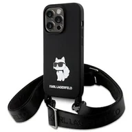 Etui i futerały do telefonów - Karl Lagerfeld KLHCP15XSCBSCNK iPhone 15 Pro Max 6.7" hardcase czarny/black Crossbody Silicone Choupette - miniaturka - grafika 1