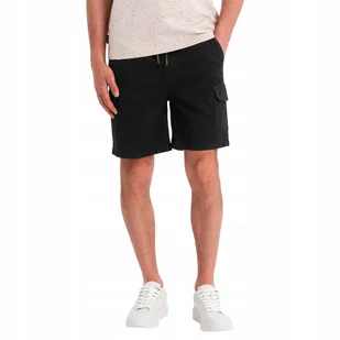 Męskie spodenki bawełniane bojówki modne czarne Ombre OM-SRCG-0190 V4 r XXL - Spodenki męskie - miniaturka - grafika 1