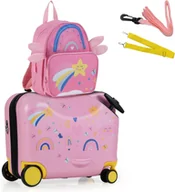 Walizki - Walizka Dziecięca na Kółkach 18" i Plecak 12", Bagaż Podróżny z Podnóżkiem, Wodoodporna Powierzchnia, Nośność 50/8 kg (12"+18" do - miniaturka - grafika 1