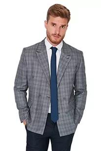 Trendyol Męska kurtka z klapą, w kratę, regularna, płaszcz, szary, 48, Szary, 58 - Kurtki męskie - miniaturka - grafika 1