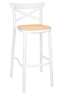 King Home Krzesło barowe, hoker COUNTRY białe z tworzywa KH010100248 - Taborety i hokery - miniaturka - grafika 1