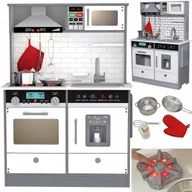 Zabawki AGD - 2 x Wielka Drewniana Kuchnia dla Dzieci Zestaw Akcesoria Światła LED PALNIK - miniaturka - grafika 1