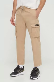 Spodnie damskie - Napapijri spodnie bawełniane kolor beżowy proste high waist - grafika 1