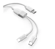 Kable USB - SBS Splitter USB-C do 2xUSB-C 60W+25W 1,5m Biały - miniaturka - grafika 1