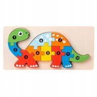 Puzzle - Puzzle Drewniane Układanka Dla Dzieci Dinozaur Zestaw Zabawka Prezent 3+ - miniaturka - grafika 1