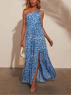 Sukienki - LA Angels Sukienka w kolorze niebiesko-kremowym - miniaturka - grafika 1