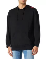 Bluzy męskie - HUGO Męska bluza z kapturem z logo, czarny 2, S - miniaturka - grafika 1
