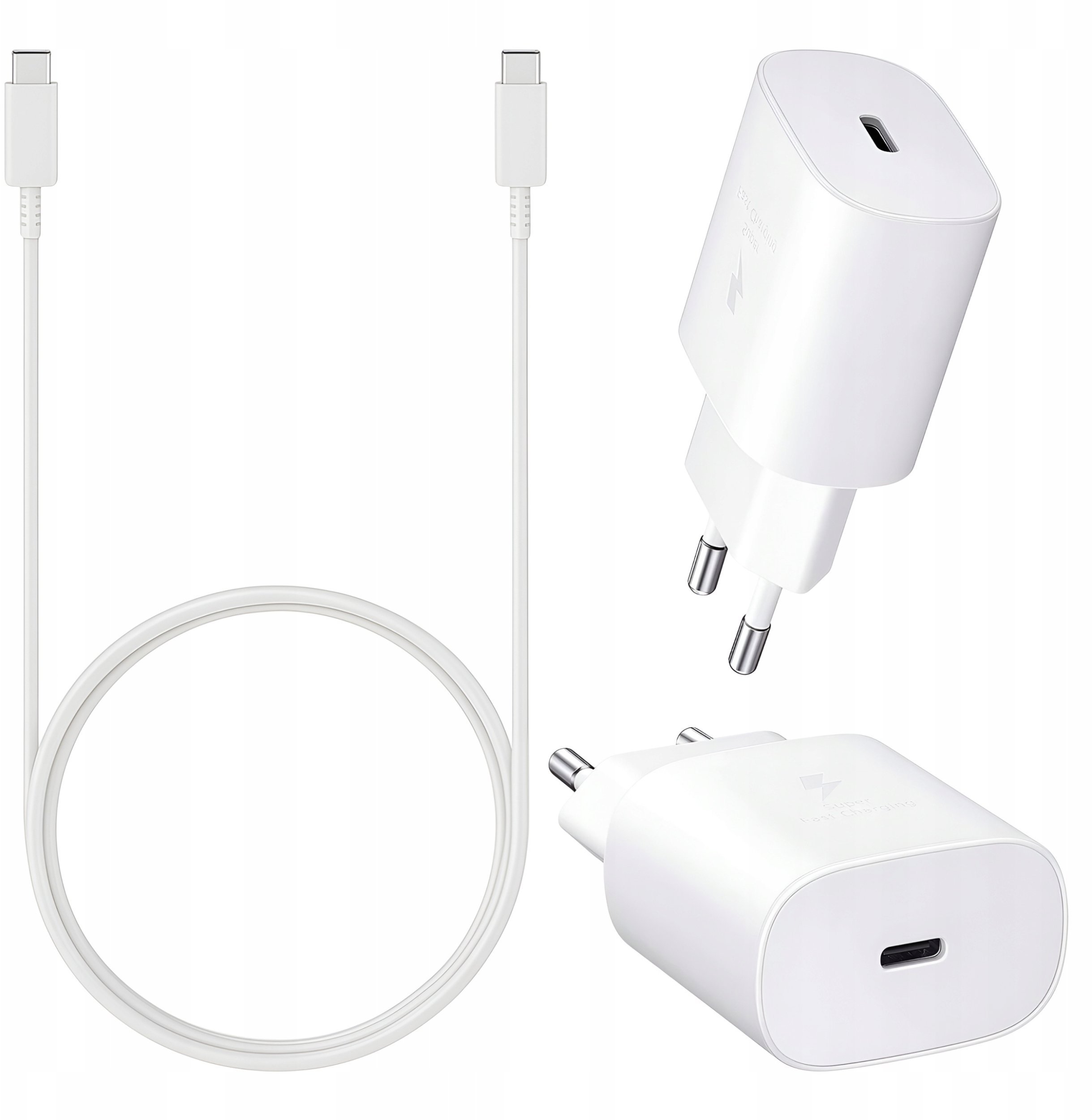 Ładowarka Sieciowa USB-C 25W Biała Szybka Kabel USB-C Do USB-C 1m Zestaw GSMA0399