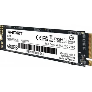 Patriot Dysk SSD P310 480GB M.2 2280 1700/1500 PCIe NVMe Gen3 x 4 P310P480GM28 - Dyski SSD - miniaturka - grafika 1