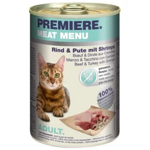 PREMIERE Meat Menu Adult Wołowina, indyk i krewetki 24x400 g - Mokra karma dla kotów - miniaturka - grafika 1