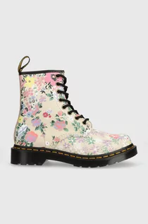 Botki damskie - Dr. Martens workery skórzane 1460 damskie kolor beżowy na płaskim obcasie DM30791292 - grafika 1