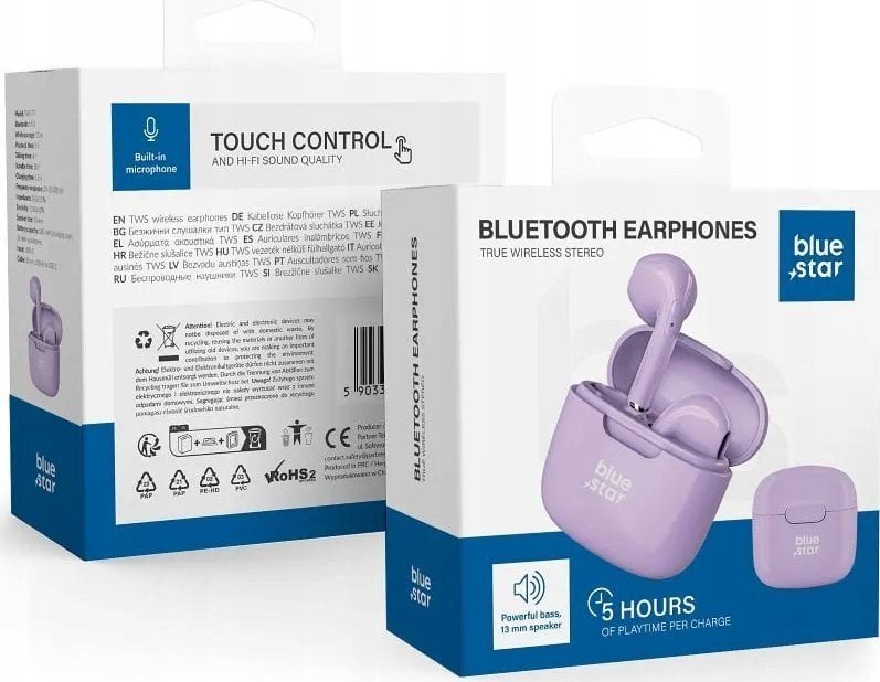 Bluestar bezprzewodowe bluetooth TWS FI7 fioletowe