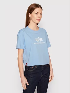 Koszulki i topy damskie - Alpha Industries T-Shirt Basic T Cos 116050 Niebieski Oversize - grafika 1