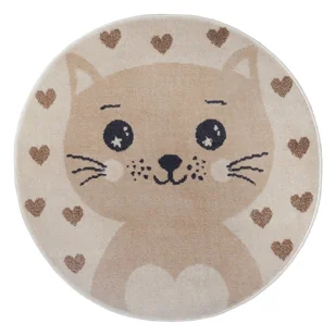 Beżowy dywan dziecięcy ø 140 cm Cat – Hanse Home - Dywany dla dzieci - miniaturka - grafika 1
