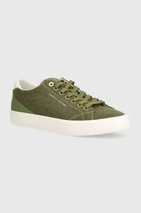 Tommy Hilfiger tenisówki TH HI VULC LOW SUMMER CVS męskie kolor zielony FM0FM05056 - Trampki męskie - miniaturka - grafika 1