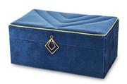 Pudełka i szkatułki - Szkatułka Na Biżuterię kuferek niebieski aksamit - miniaturka - grafika 1