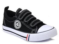 Buty dla dziewczynek - Trampki tenisówki kapcie dziecięce czarne AMERICAN CLUB LH 33 na rzepy-34 - miniaturka - grafika 1
