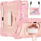 Etui do tabletów - Etui do ipad 9/8/7 10.2" z podstawką i paskiem na ramię różowe - miniaturka - grafika 1