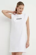 Sukienki - Guess sukienka bawełniana ATHENA kolor biały mini oversize V4GK05 KC641 - miniaturka - grafika 1