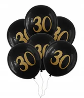 Balony i akcesoria - Zestaw balonów balon 30 URODZINY czarne 6szt - miniaturka - grafika 1