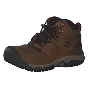KEEN Unisex Kid's Ridge Flex Mid Waterproof Hiking Boot, Czerwony dywan bizon, 37 EU - Buty dla chłopców - miniaturka - grafika 1