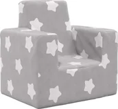 Łóżka dla dzieci i młodzieży - vidaXL Kanapa dla dziecka, jasnoszara w gwiazdki, miękki plusz - miniaturka - grafika 1