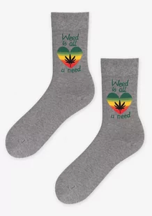 Skarpety męskie z liściem w sercu Weed Love 2 Marilyn - MARILYN - Skarpetki męskie - miniaturka - grafika 1