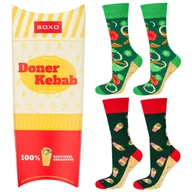 Skarpetki męskie - Zestaw 2x Skarpetki męskie kolorowe SOXO | kebab w pudełku | zabawny prezent dla mężczyzny | kolorowe - miniaturka - grafika 1