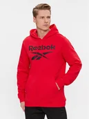 Bluzy męskie - Reebok Bluza Identity Fleece Stacked Logo Pullover Hoodie IM3281 Czerwony - miniaturka - grafika 1
