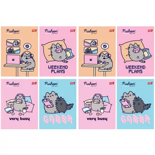 8X ZESZYT A5 32 KARTKI PUSHEEN: 4x TRZY LINIA + 4x KRATKA - Zeszyty szkolne - miniaturka - grafika 1