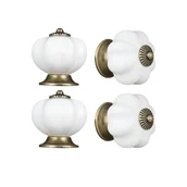 Zawiasy, okucia i inne akcesoria - Gałka meblowa Lenny 41 mm biała porcelana postarzana 4 sztuki Inspire - miniaturka - grafika 1