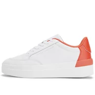 Buty sportowe damskie - Buty Tommy Hilfiger Feminine Sneaker With Color FW0FW06896-0K9 - białe - miniaturka - grafika 1