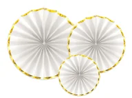 Dekoracje sali - PartyDeco Rozeta wisząca "Classic Gold", białe, 3 szt RPK19-008 - miniaturka - grafika 1