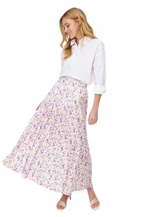 TRENDYOL DŁUGA ROZKLOSZOWANA SPÓDNICA W KWIATY Z PODSZEWKĄ 38 5AA