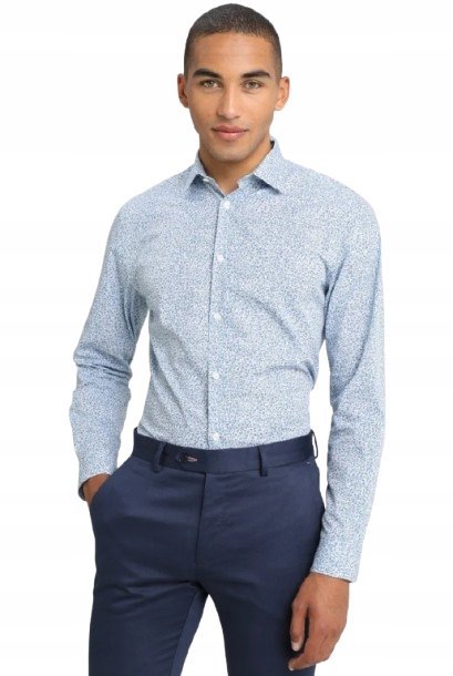 SELECTED HOMME NIEBIESKA KOSZULA CASUAL W DROBNY FLORAL L/42 N1A
