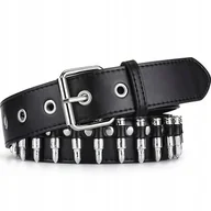 Paski - Pas Pasek Rockowy Gotycki Punkowy Biker Naboje Łuski Alt Punk Y2K 120 Cm - miniaturka - grafika 1