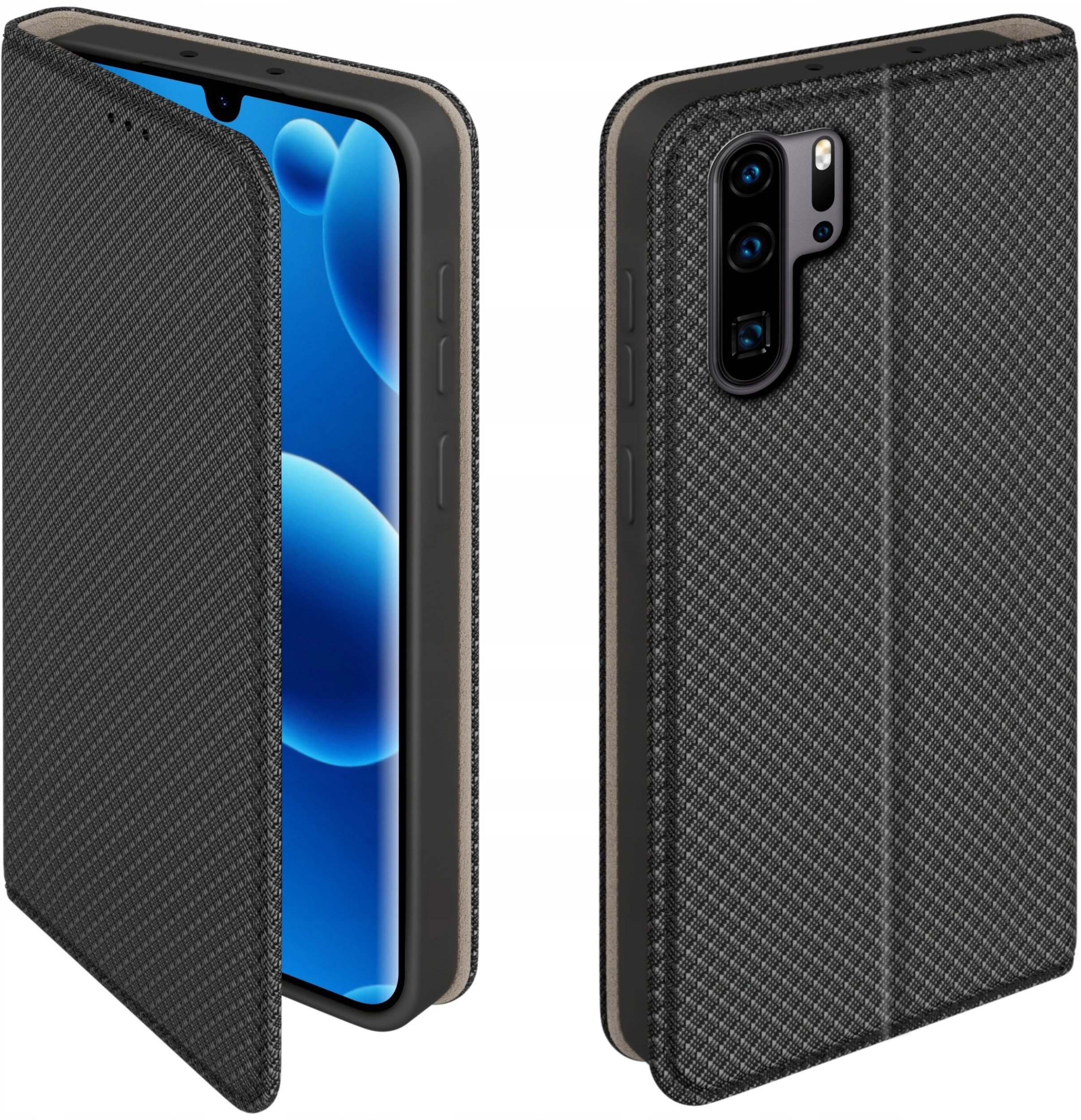 krainaGSM Etui Z Klapką Do Huawei P30 Pro Zamykane Czarne Futerał